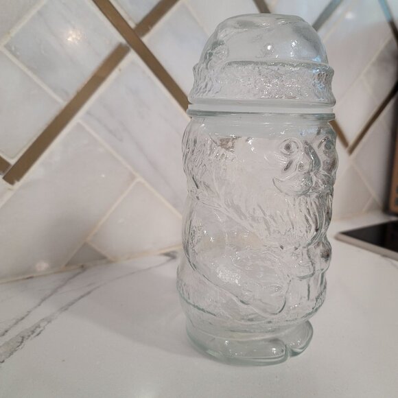 Vintage Santa Claus Clear Glass Canister Jar Container Kitchen Storage candy - Picture 5 of 6